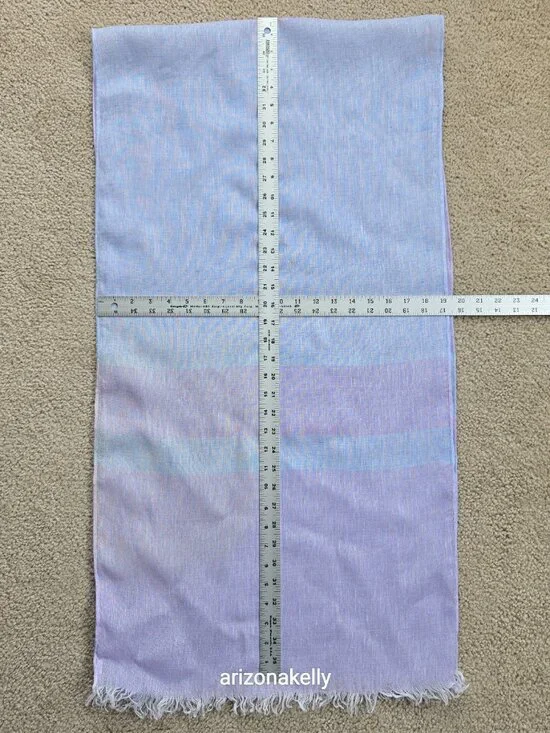 Linen Scarf With Faded Spot/Discoloration Blue & Lavender - Picture 6 of 9